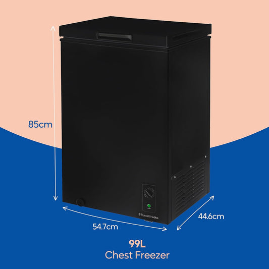 Chest Freezer 99L Freestanding With Adjustable Temperature Black
