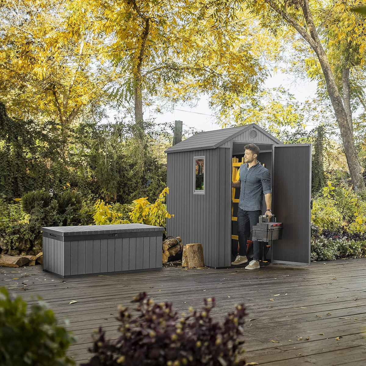 Resin Garden Storage Shed 6 X 4 Ft Grey Single Door Lockable